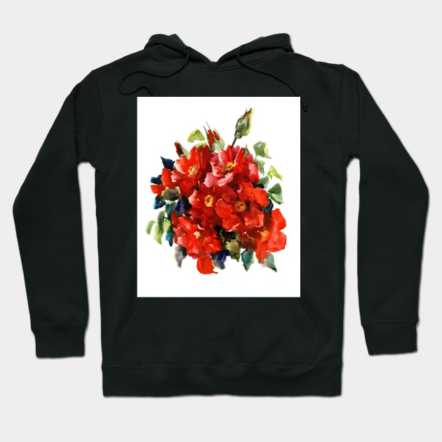 Red Garden Roses Hoodie by surenart